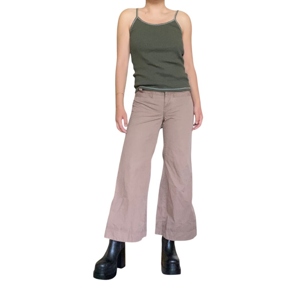 Y2K Old Navy Flared Wide Leg Brown Pants 2 Bootcut Granola Baggy Preppy Skater